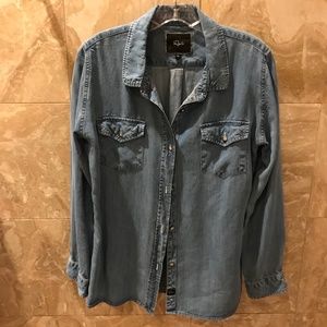 Rails Blue Denim Button Down Tencel Shirt Size M